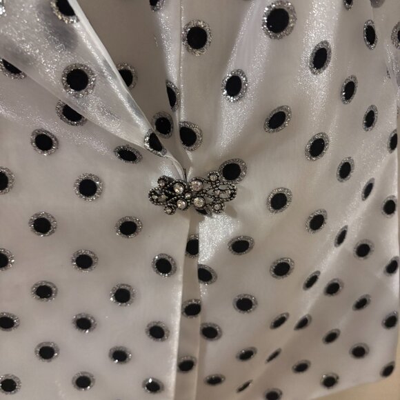 Another Thyme Women's Black/White Polka Dot Glitter Top Jacket Size: 8 Holiday - Picture 3 of 7